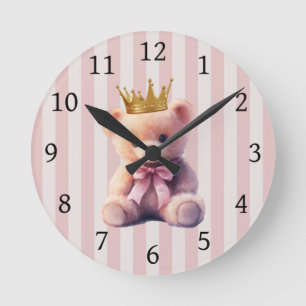 Reloj Redondo Mediano Osito de peluche princesa
