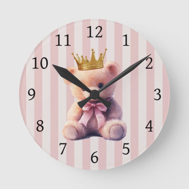 Reloj Redondo Mediano Osito de peluche princesa (Anverso)