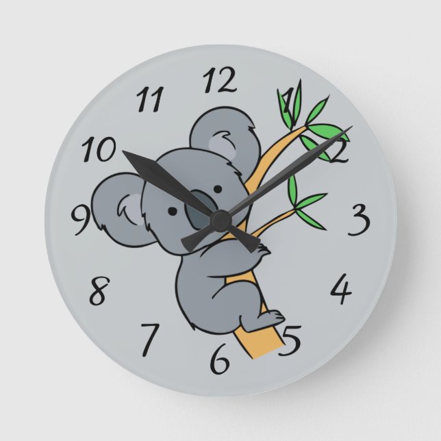 Reloj Redondo Mediano Oso animado de Koala (Anverso)