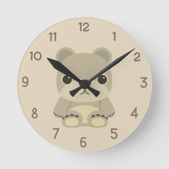 Reloj Redondo Mediano Oso de peluche adorable (Anverso)