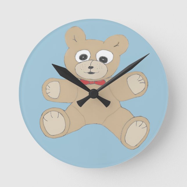 Reloj Redondo Mediano Oso de peluche lindo peculiar (Anverso)