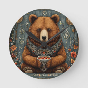 Reloj Redondo Mediano Oso majestuoso