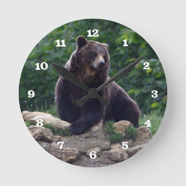 Reloj Redondo Mediano Oso marrón (Anverso)