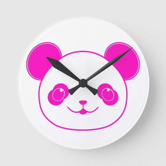 Reloj Redondo Mediano Oso rosa Kawaii Panda (Anverso)