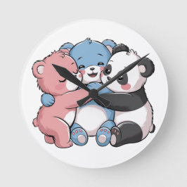 Reloj Redondo Mediano Osos de peluche con panda