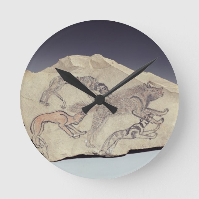 Reloj Redondo Mediano Ostracon que representa un perro que persigue un (Anverso)