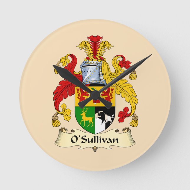 Reloj Redondo Mediano O'Sullivan Family Coat of Arms Round Clock (Anverso)