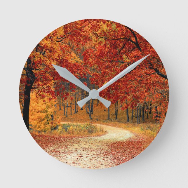 Reloj Redondo Mediano otoño en el bosque (Anverso)