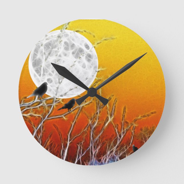 Reloj Redondo Mediano Otoño Moon Gothic Naranja Sunset (Anverso)