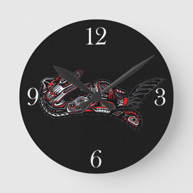 Reloj Redondo Mediano Otter materno al estilo haitiano y arte nativo de  (Anverso)