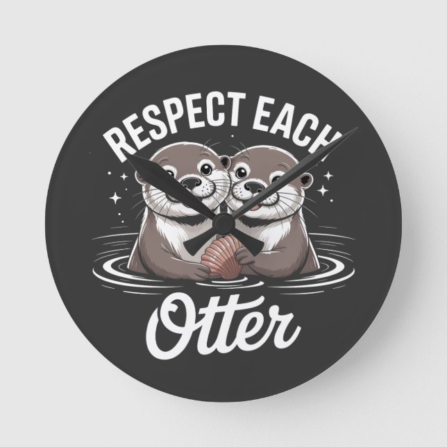 Reloj Redondo Mediano Otter Respect Each Other Funny (Anverso)