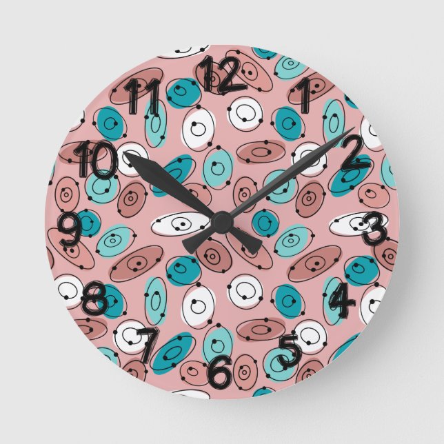 Reloj Redondo Mediano Ovalaciones atómicas (Anverso)