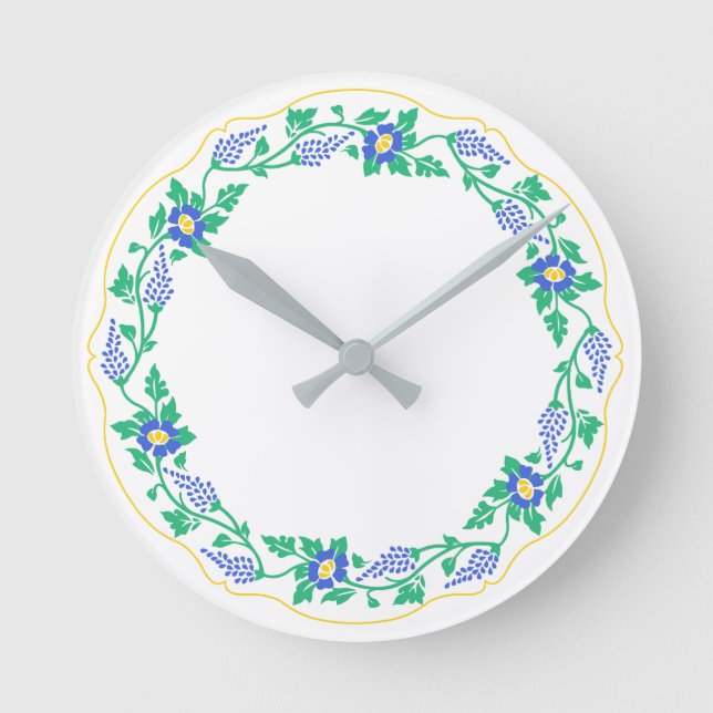 Reloj Redondo Mediano Ovalado floral (Anverso)