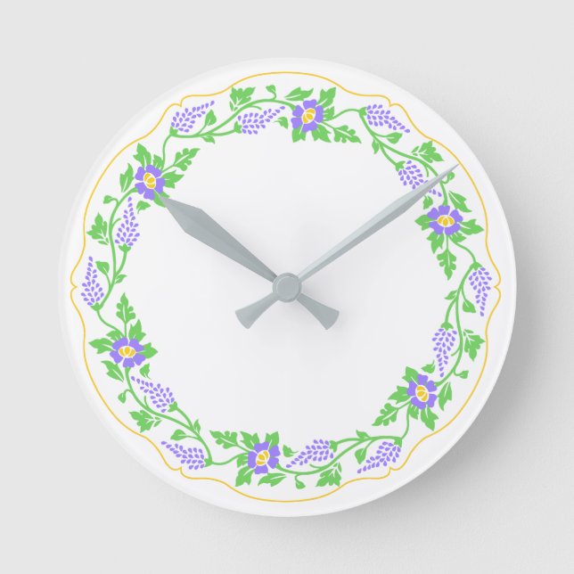 Reloj Redondo Mediano Ovalado floral (Anverso)