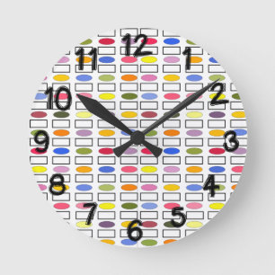 Reloj Redondo Mediano Ovalos y Rectángulos - Jardín de flores pequeñas