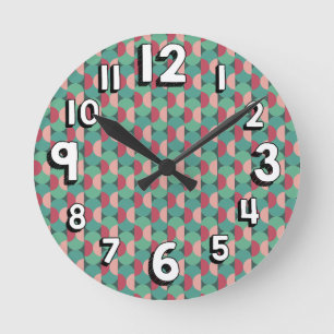 Reloj Redondo Mediano Ovalos y semicírculos retro