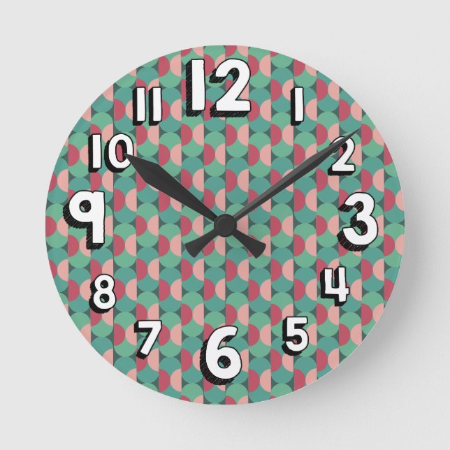 Reloj Redondo Mediano Ovalos y semicírculos retro (Anverso)