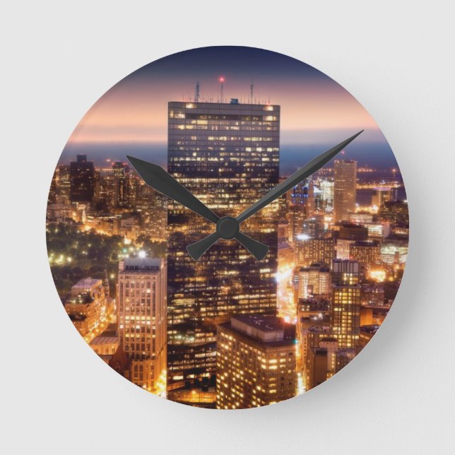 Reloj Redondo Mediano Overview of Boston at night (Anverso)