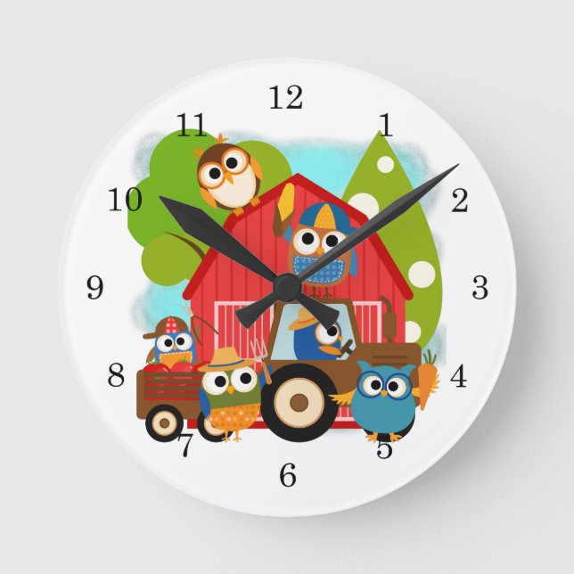 Reloj Redondo Mediano Owl Farmers (Anverso)