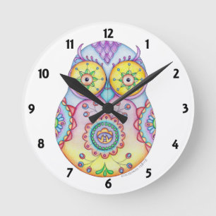 Reloj Redondo Mediano Owlushka Bright Eyes Clock