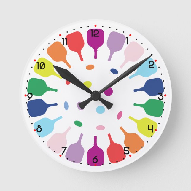 Reloj Redondo Mediano Paddlepalooza O’Clock Pickleball en español (Anverso)
