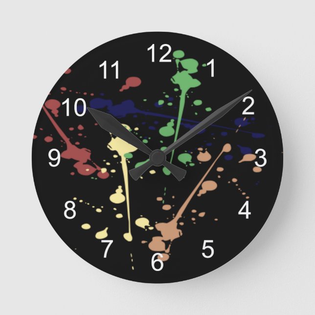 Reloj Redondo Mediano Paint Splat Round Clock (Anverso)