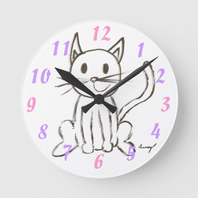 Reloj Redondo Mediano Painted Kitty Wall Clock (Anverso)