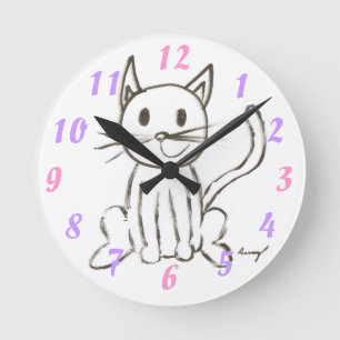 Reloj Redondo Mediano Painted Kitty Wall Clock