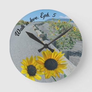 Reloj Redondo Mediano País casual "caminar enamorado" Eph5 girasoles de