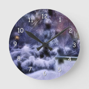 Reloj Redondo Mediano País de las maravillas del invierno del bosque