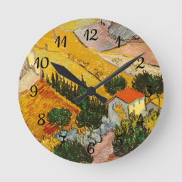 Reloj Redondo Mediano Paisaje con House y PloughmaVincent van Gogh