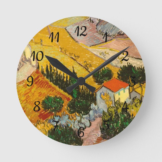 Reloj Redondo Mediano Paisaje con House y PloughmaVincent van Gogh (Anverso)
