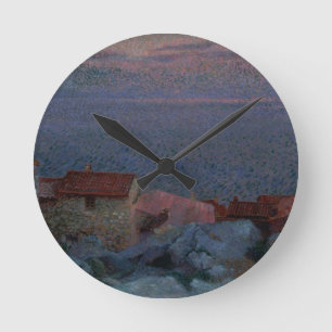 Reloj Redondo Mediano Paisaje costero (aceite en lona)