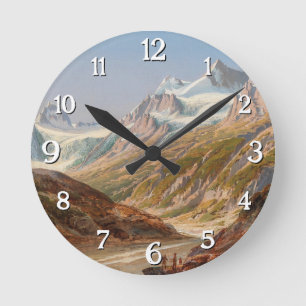 Reloj Redondo Mediano Paisaje de la montaña Silvretta - Ignaz Dorn