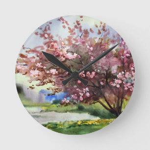 Reloj Redondo Mediano Paisaje de la pintura de la acuarela