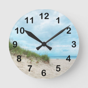 Reloj Redondo Mediano Paisaje de la playa del lago Michigan