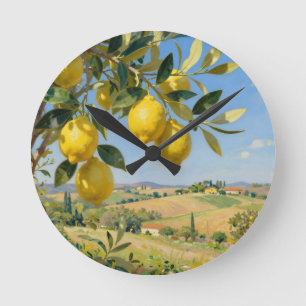 Reloj Redondo Mediano Paisaje de limonero toscano