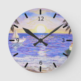 Reloj Redondo Mediano Paisaje de Playa