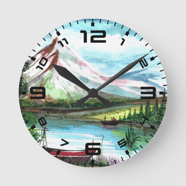 Reloj Redondo Mediano Paisaje de primavera dibujado a mano - 24531 (Anverso)