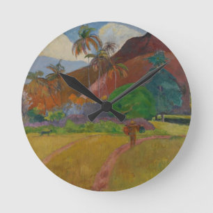 Reloj Redondo Mediano Paisaje de Tahitian, 1891 (aceite en lona)
