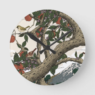 Reloj Redondo Mediano Paisaje del árbol de manzana