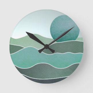 Reloj Redondo Mediano Paisaje del Mundo Turquesa