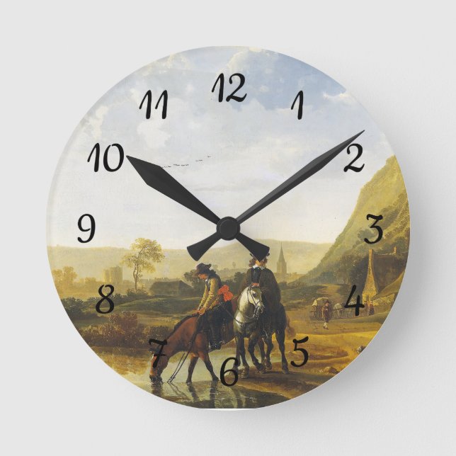 Reloj Redondo Mediano Paisaje fluvial con los pilotos Aelbert Cuyp Round (Anverso)