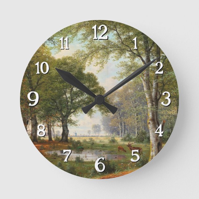 Reloj Redondo Mediano Paisaje Forestal por la noche (Anverso)