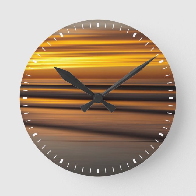 Reloj Redondo Mediano Paisaje marino abstracto al atardecer, CA (Anverso)