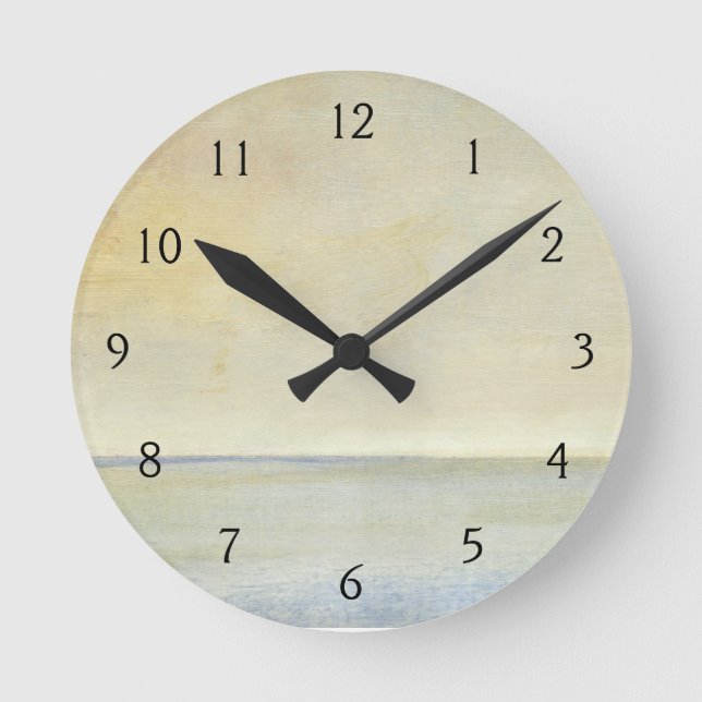 Reloj Redondo Mediano Paisaje marino con puesta del sol anaranjada (Anverso)