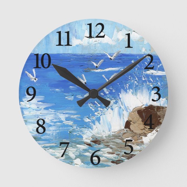 Reloj Redondo Mediano Paisaje marítimo de las olas oceánicas (Anverso)