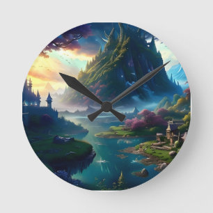 Reloj Redondo Mediano Paisaje pintoresco Cuatro