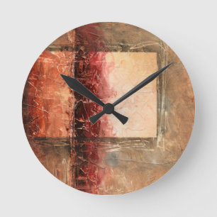 Reloj Redondo Mediano Paisaje rojo abstracto