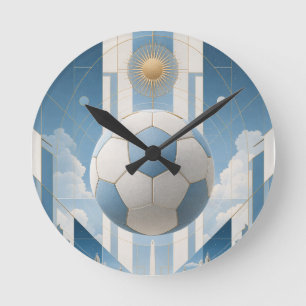 Reloj Redondo Mediano Paisaje urbano de fútbol geométrico-Argentina